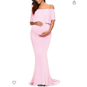 Love2mi Pink off-the-shoulder Maternity Dress